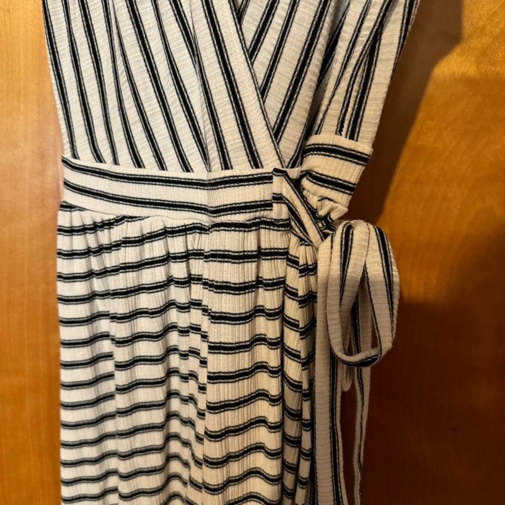 Billabong Easy Day Jumpsuit Romper Striped Ivory Black Side Tie - Picture 6 of 10